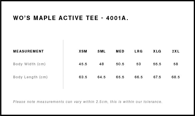 Wo's Maple Active Tee - on request
