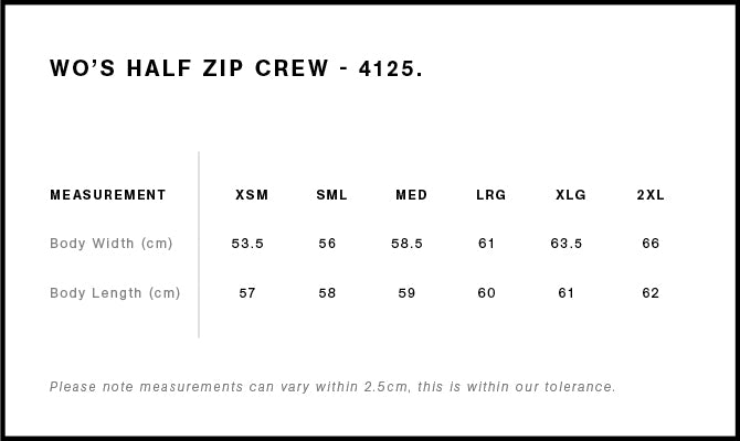 Wo's Stencil Half Zip Crew - on request